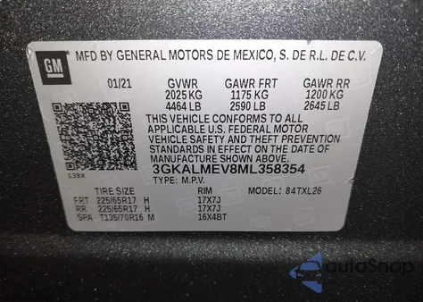 2021 GMC Terrain Fwd Sle from USA, damaged, VIN 3GKALMEV8ML358354